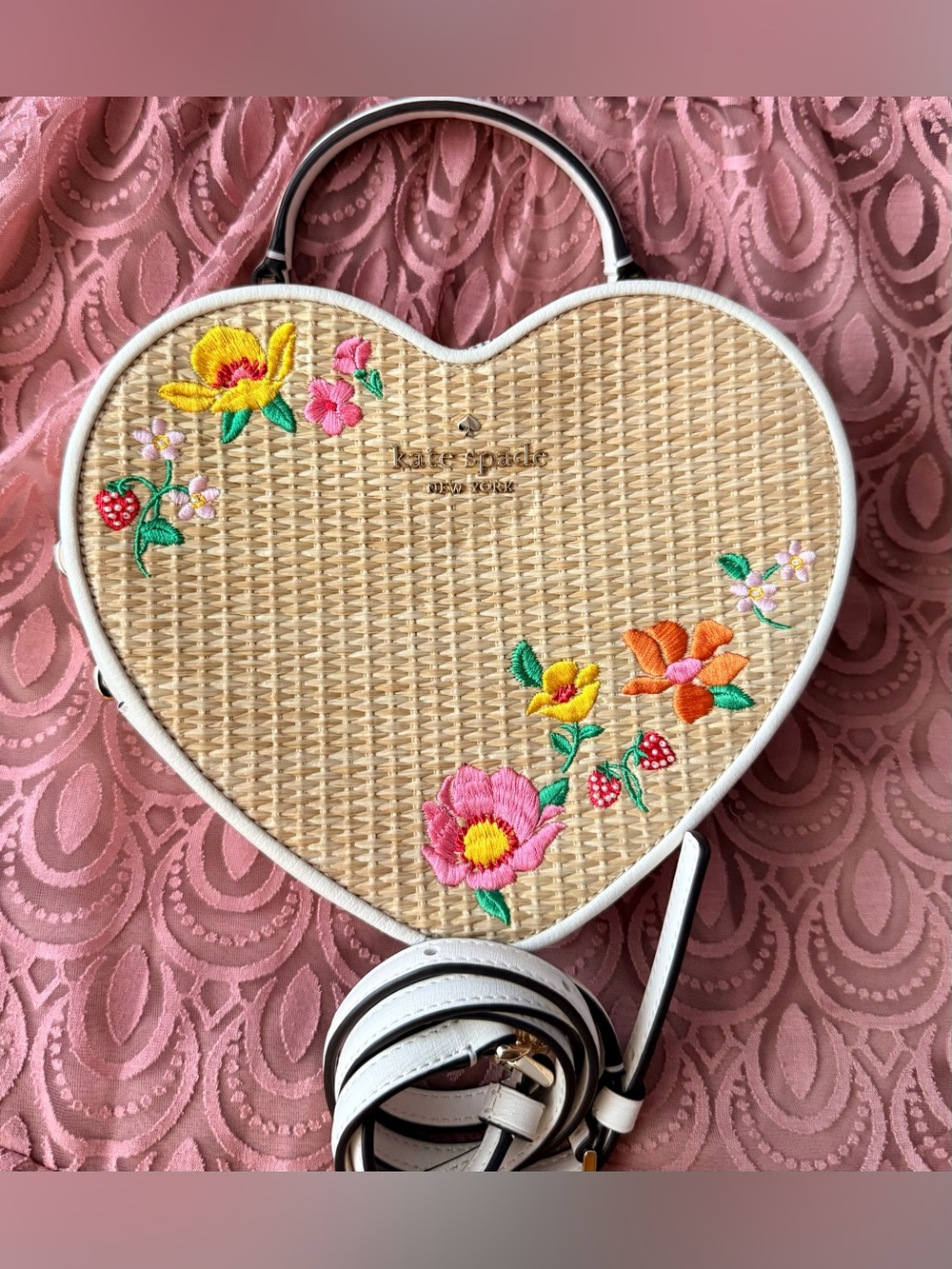 Kate Spade Love Shack Rattan Heart Crossbody Bag